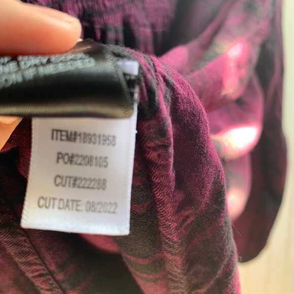 Torrid Purple Black Plaid V neck Shirred Balloon Sleeve Tunic Grunge Milly - 3 - Picture 13 of 13